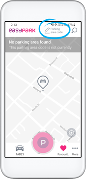 EasyPark screenshot - enter parking code